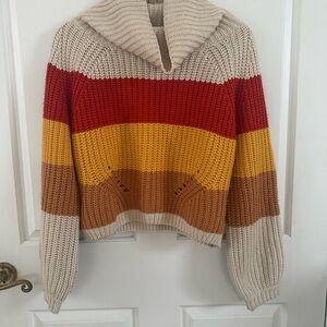 Blush Multicolor Striped Cowl Neck Sweater